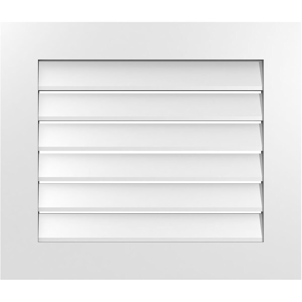 Ekena Millwork Vertical Surface Mount PVC Gable Vent: Functional, w/ 3-1/2"W x 1"P Standard Frame, 28"W x 24"H - GVPVE28X2401SF