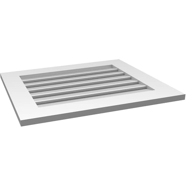Ekena Millwork Vertical Surface Mount PVC Gable Vent: Functional, w/ 3-1/2"W x 1"P Standard Frame, 28"W x 24"H - GVPVE28X2401SF