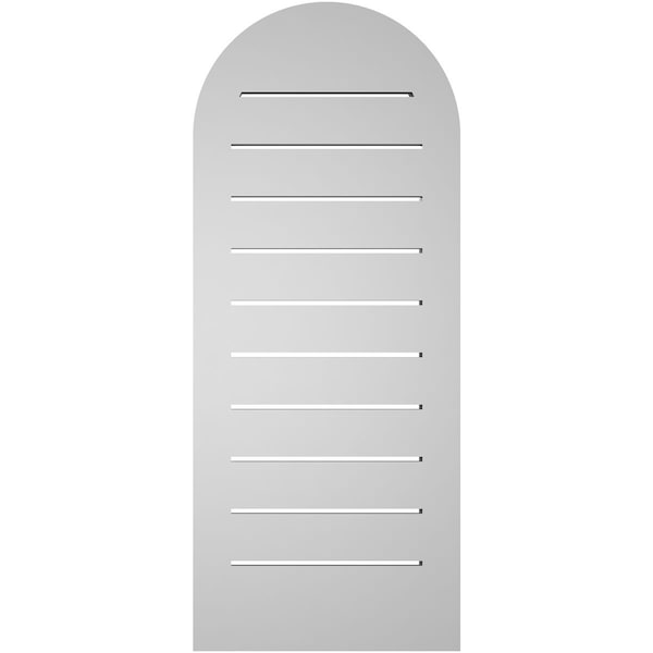 Ekena Millwork Round Top Surface Mount PVC Gable Vent: Functional, w/ 2"W x 1-1/2"P Brickmould Frame, 14"W x 34"H - GVPRT14X3402SF