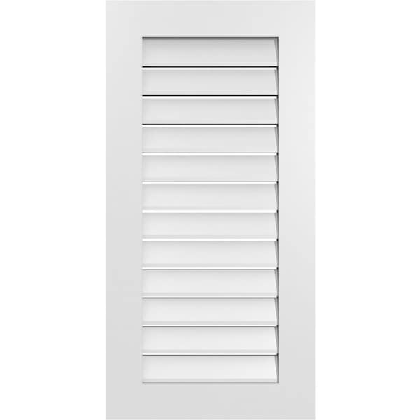 Ekena Millwork Vertical Surface Mount PVC Gable Vent: Functional, w/ 3-1/2"W x 1"P Standard Frame, 20"W x 40"H - GVPVE20X4001SF