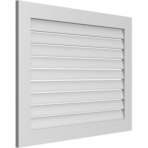 Ekena Millwork Vertical Surface Mount PVC Gable Vent: Functional, w/ 3-1/2"W x 1"P Standard Frame, 42"W x 32"H - GVPVE42X3201SF