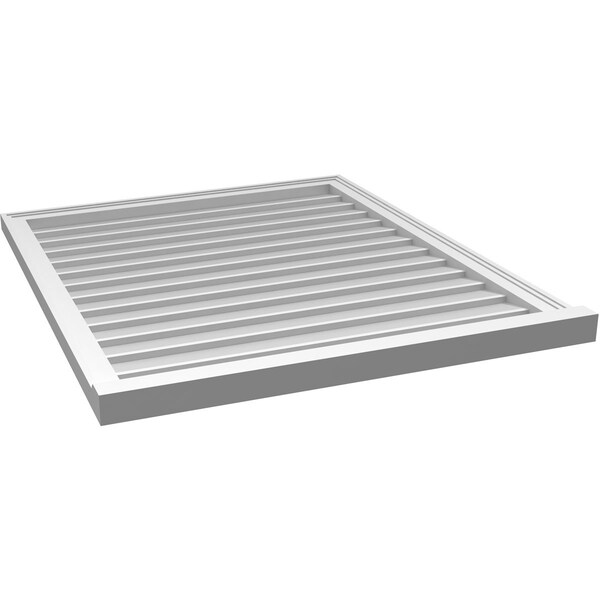 Ekena Millwork Vertical Surface Mount PVC Gable Vent w/ 2"W x 2"H , Brickmould Sill Frame, 34"W x 40"H - GVPVE34X4003SN