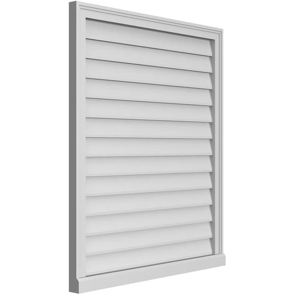 Ekena Millwork Vertical Surface Mount PVC Gable Vent w/ 2"W x 2"H , Brickmould Sill Frame, 34"W x 40"H - GVPVE34X4003SN