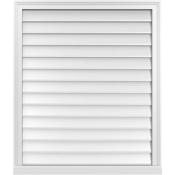 Ekena Millwork Vertical Surface Mount PVC Gable Vent w/ 2"W x 2"H , Brickmould Sill Frame, 34"W x 40"H - GVPVE34X4003SN
