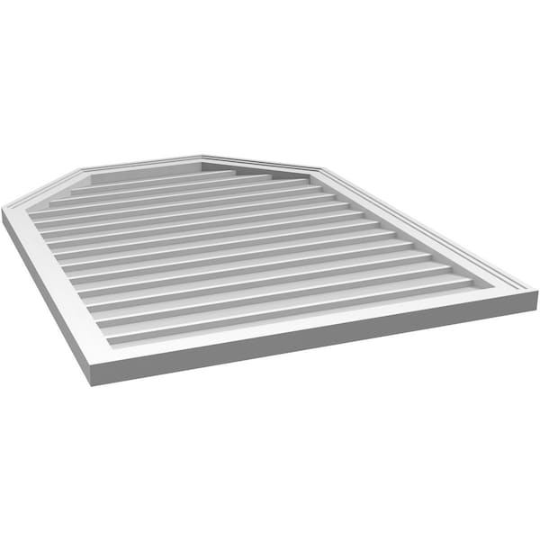 Ekena Millwork Octagonal Top Surface Mount PVC Gable Vent w/ 2"W x 1-1/2"P Brickmould Frame, 32"W x 42"H - GVPOT32X4202SN