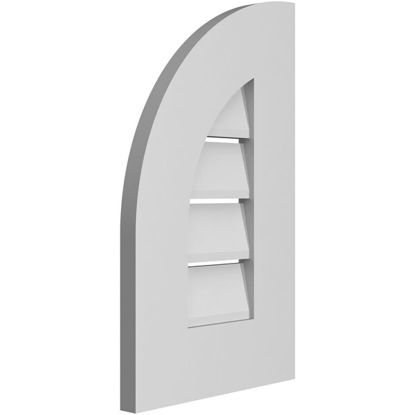 Ekena Millwork Quarter Round Top Left Surface Mount PVC Gable Vent w/ 3-1/2"W x 1"P Standard Frame, 12"W x 20"H - GVPQL12X2001SF