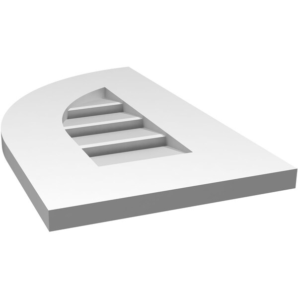Ekena Millwork Quarter Round Top Left Surface Mount PVC Gable Vent w/ 3-1/2"W x 1"P Standard Frame, 12"W x 20"H - GVPQL12X2001SF