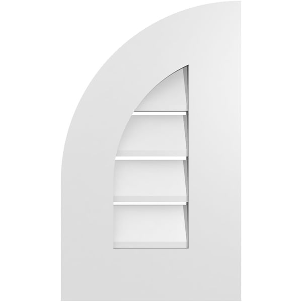 Ekena Millwork Quarter Round Top Left Surface Mount PVC Gable Vent w/ 3-1/2"W x 1"P Standard Frame, 12"W x 20"H - GVPQL12X2001SF