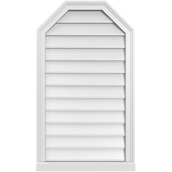 Ekena Millwork Octagonal Top Surface Mount PVC Gable Vent w/ 2"W x 2"P Brickmould Sill Frame, 22"W x 38"H - GVPOT22X3803SN