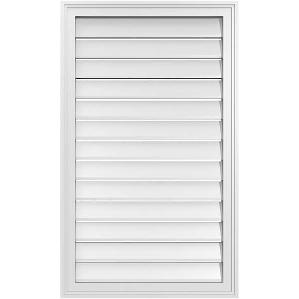 Ekena Millwork Vertical Surface Mount PVC Gable Vent: Functional, w/ 2"W x 1-1/2"P Brickmould Frame, 24"W x 40"H - GVPVE24X4002SF