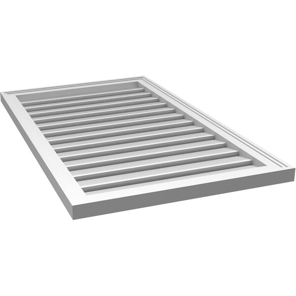 Ekena Millwork Vertical Surface Mount PVC Gable Vent: Functional, w/ 2"W x 1-1/2"P Brickmould Frame, 24"W x 40"H - GVPVE24X4002SF