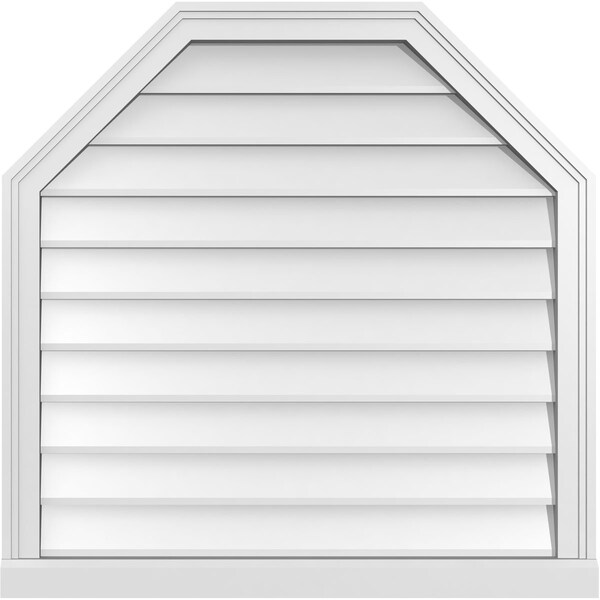 Ekena Millwork Octagonal Top Surface Mount PVC Gable Vent w/ 2"W x 2"P Brickmould Sill Frame, 32"W x 32"H - GVPOT32X3203SN