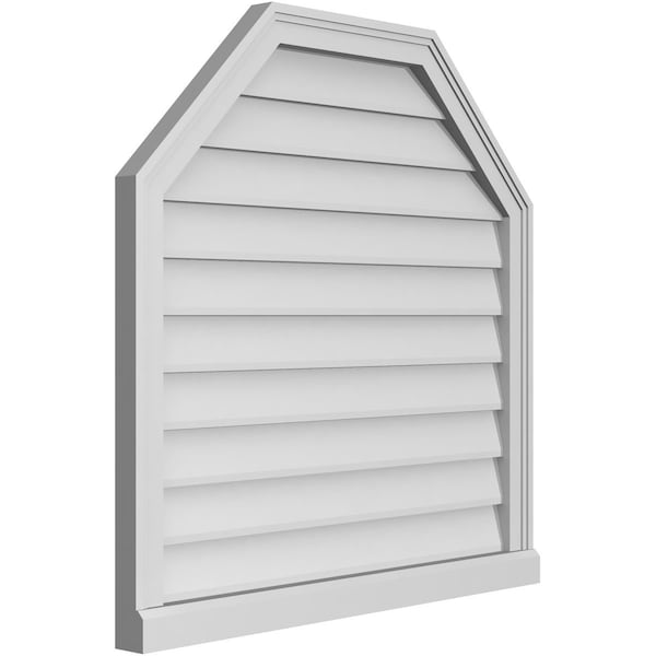 Ekena Millwork Octagonal Top Surface Mount PVC Gable Vent w/ 2"W x 2"P Brickmould Sill Frame, 32"W x 32"H - GVPOT32X3203SN