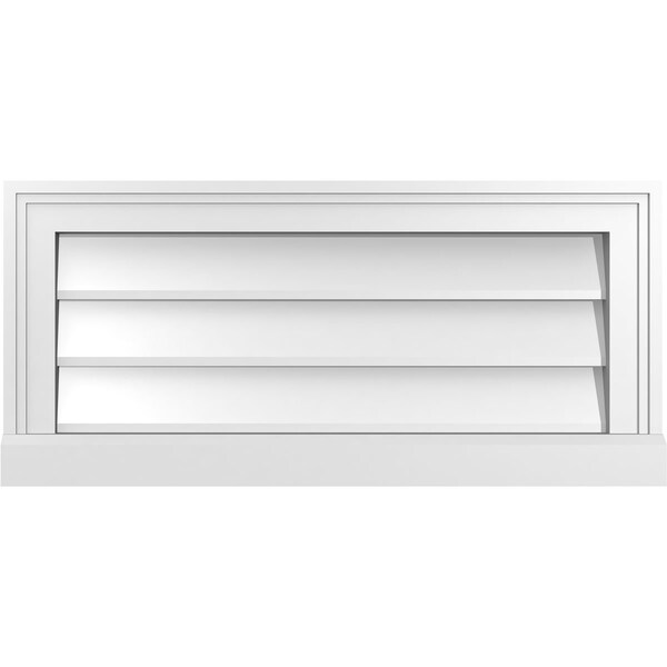 Ekena Millwork Vertical Surface Mount PVC Gable Vent w/ 2"W x 2"H , Brickmould Sill Frame, 26"W x 12"H - GVPVE26X1203SN