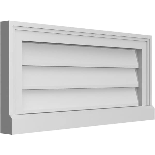 Ekena Millwork Vertical Surface Mount PVC Gable Vent w/ 2"W x 2"H , Brickmould Sill Frame, 26"W x 12"H - GVPVE26X1203SN