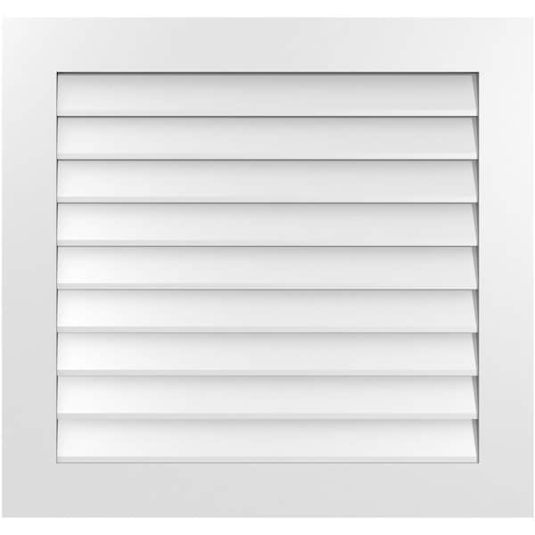 Ekena Millwork Vertical Surface Mount PVC Gable Vent: Non-Functional, w/3-1/2"W x 1"H, Standard Frame, 34"W x 32"H - GVPVE34X3201SN