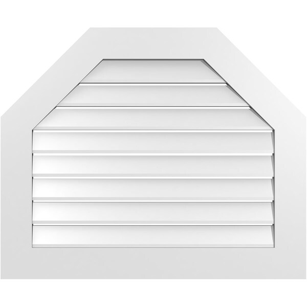 Ekena Millwork Octagonal Top Surface Mount PVC Gable Vent: Functional, w/ 3-1/2"W x 1"P Standard Frame, 34"W x 28"H - GVPOT34X2801SF