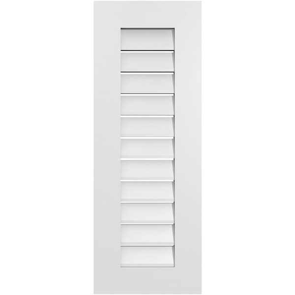 Ekena Millwork Vertical Surface Mount PVC Gable Vent: Functional, w/ 3-1/2"W x 1"P Standard Frame, 14"W x 38"H - GVPVE14X3801SF