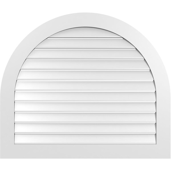 Ekena Millwork Round Top Surface Mount PVC Gable Vent: Functional, w/ 3-1/2"W x 1"P Standard Frame, 42"W x 36"H - GVPRT42X3601SF