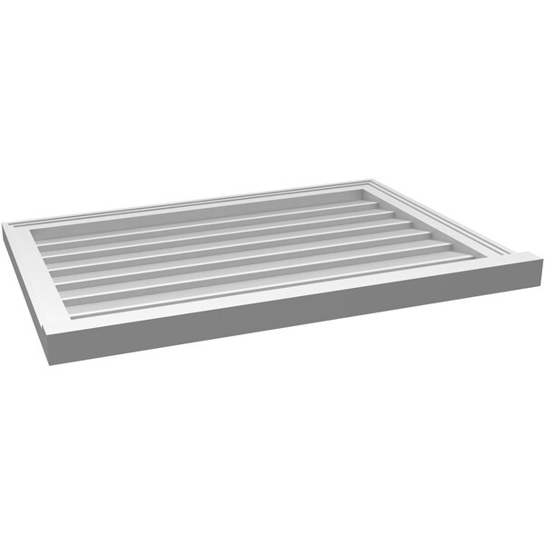 Ekena Millwork Vertical Surface Mount PVC Gable Vent w/ 2"W x 2"H , Brickmould Sill Frame, 34"W x 24"H - GVPVE34X2403SN