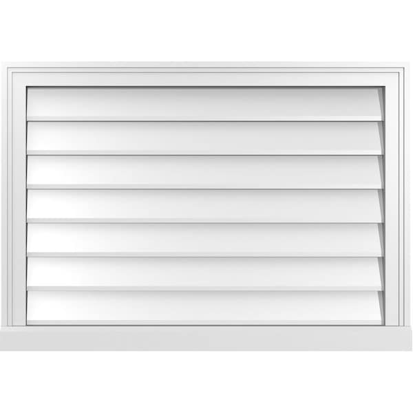 Ekena Millwork Vertical Surface Mount PVC Gable Vent w/ 2"W x 2"H , Brickmould Sill Frame, 34"W x 24"H - GVPVE34X2403SN