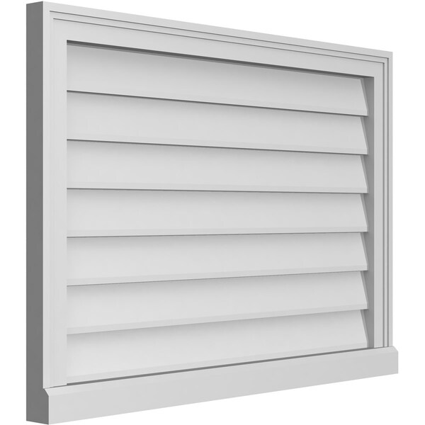 Ekena Millwork Vertical Surface Mount PVC Gable Vent w/ 2"W x 2"H , Brickmould Sill Frame, 34"W x 24"H - GVPVE34X2403SN