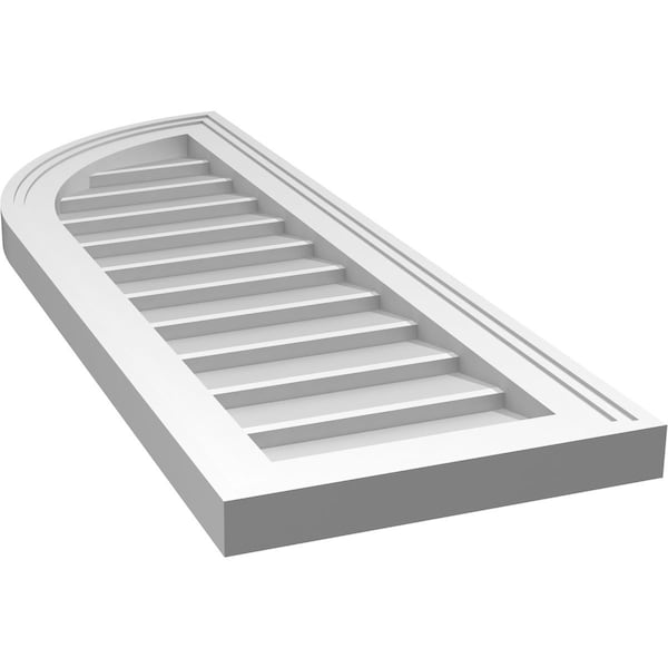 Ekena Millwork Quarter Round Top Left Surface Mount PVC Gable Vent w/ 2"W x 1-1/2"P Brickmould Frame, 12"W x 34"H - GVPQL12X3402SN