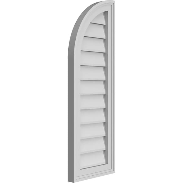 Ekena Millwork Quarter Round Top Left Surface Mount PVC Gable Vent w/ 2"W x 1-1/2"P Brickmould Frame, 12"W x 34"H - GVPQL12X3402SN