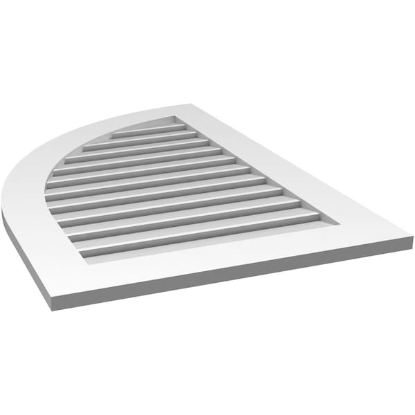Ekena Millwork Quarter Round Top Left Surface Mount PVC Gable Vent w/ 3-1/2"W x 1"P Standard Frame, 26"W x 38"H - GVPQL26X3801SF