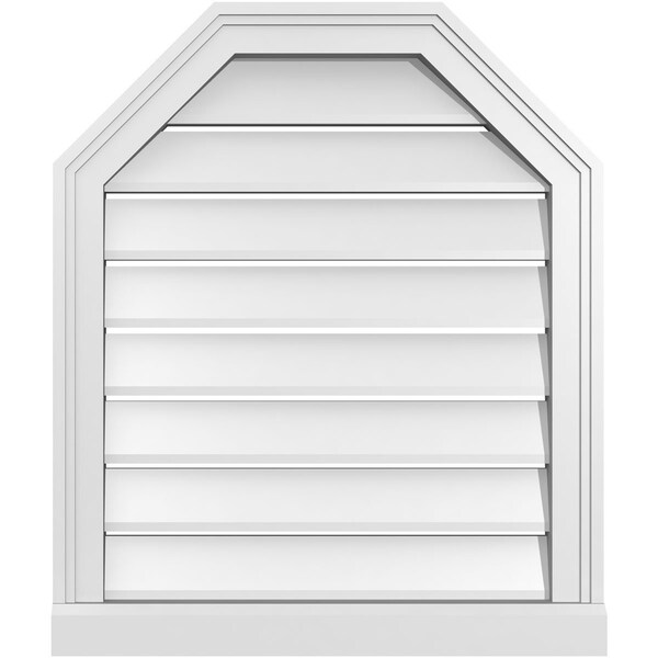 Ekena Millwork Octagonal Top Surface Mount PVC Gable Vent w/ 2"W x 2"P Brickmould Sill Frame, 22"W x 26"H - GVPOT22X2603SF