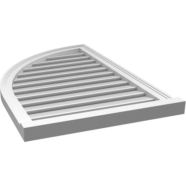 Ekena Millwork Quarter Round Top Left Surface Mount PVC Gable Vent w/ 2"W x 2"P Brickmould Sill Frame, 24"W x 36"H - GVPQL24X3603SF