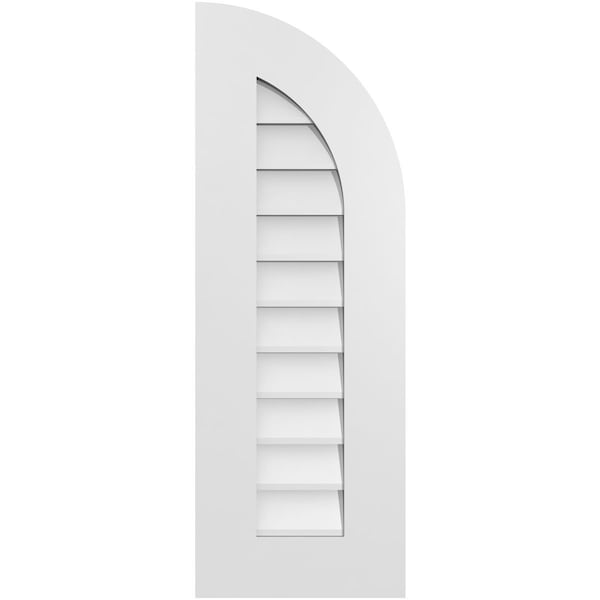 Ekena Millwork Quarter Round Top Right Surface Mount PVC Gable Vent w/ 3-1/2"W x 1"P Standard Frame, 12"W x 34"H - GVPQR12X3401SN