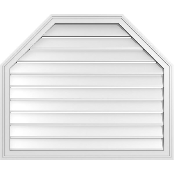 Ekena Millwork Octagonal Top Surface Mount PVC Gable Vent w/ 2"W x 1-1/2"P Brickmould Frame, 38"W x 32"H - GVPOT38X3202SF