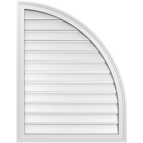 Ekena Millwork Quarter Round Top Right Surface Mount PVC Gable Vent w/ 2"W x 2"P Brickmould Sill Frame, 28"W x 36"H - GVPQR28X3603SF