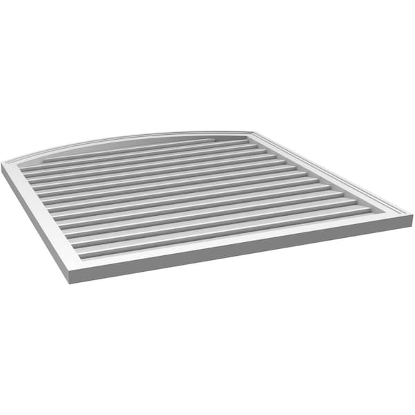Ekena Millwork Arch Top Surface Mount PVC Gable Vent: Non-Functional, w/2"W x 1-1/2"P Brickmould Frame, 40"W x 40"H - GVPAR40X4002SN