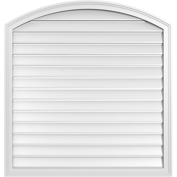 Ekena Millwork Arch Top Surface Mount PVC Gable Vent: Non-Functional, w/2"W x 1-1/2"P Brickmould Frame, 40"W x 40"H - GVPAR40X4002SN