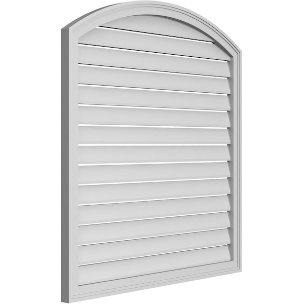Ekena Millwork Arch Top Surface Mount PVC Gable Vent: Non-Functional, w/2"W x 1-1/2"P Brickmould Frame, 40"W x 40"H - GVPAR40X4002SN