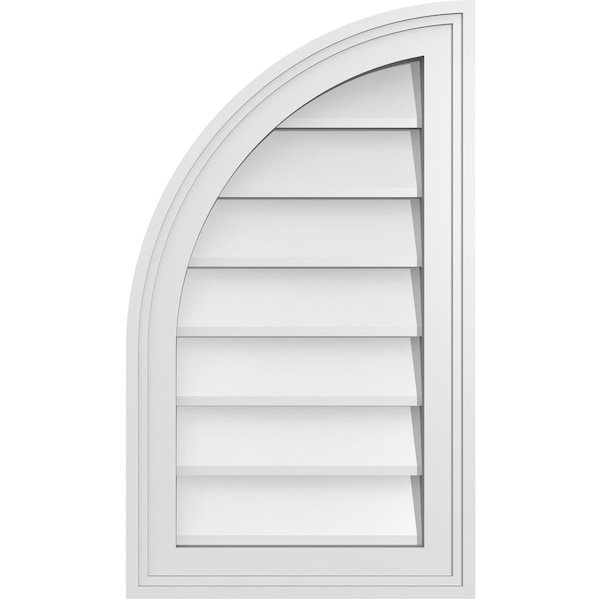 Ekena Millwork Quarter Round Top Left Surface Mount PVC Gable Vent w/ 2"W x 1-1/2"P Brickmould Frame, 14"W x 24"H - GVPQL14X2402SN