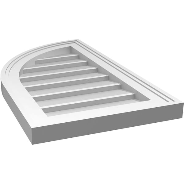 Ekena Millwork Quarter Round Top Left Surface Mount PVC Gable Vent w/ 2"W x 1-1/2"P Brickmould Frame, 14"W x 24"H - GVPQL14X2402SN