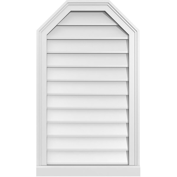 Ekena Millwork Octagonal Top Surface Mount PVC Gable Vent w/ 2"W x 2"P Brickmould Sill Frame, 20"W x 34"H - GVPOT20X3403SN