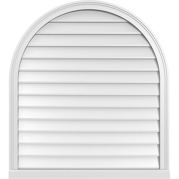 Ekena Millwork Round Top Surface Mount PVC Gable Vent w/ 2"W x 2"P Brickmould Sill Frame, 36"W x 40"H - GVPRT36X4003SN