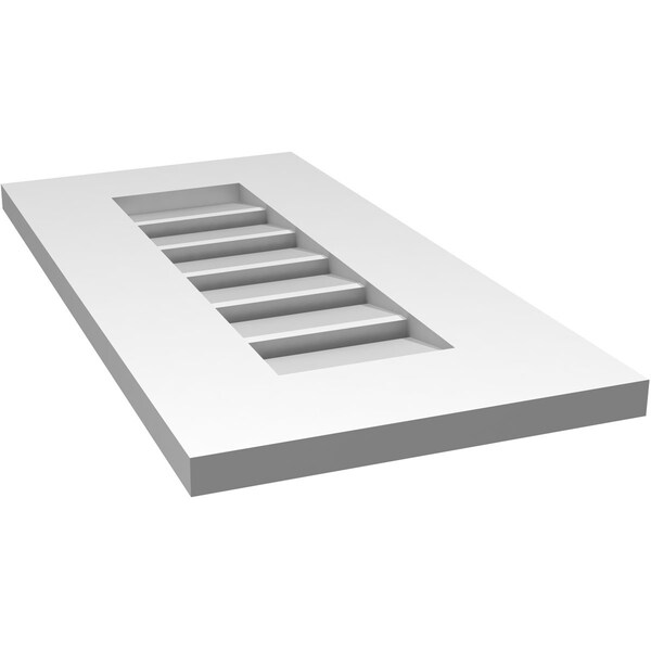 Ekena Millwork Vertical Surface Mount PVC Gable Vent: Functional, w/ 3-1/2"W x 1"P Standard Frame, 12"W x 24"H - GVPVE12X2401SF