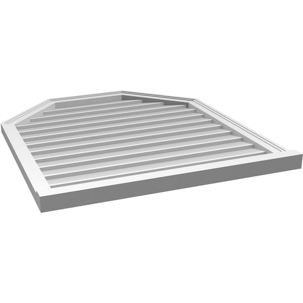 Ekena Millwork Octagonal Top Surface Mount PVC Gable Vent w/ 2"W x 2"P Brickmould Sill Frame, 34"W x 38"H - GVPOT34X3803SN