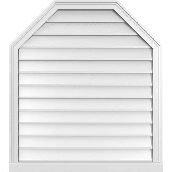 Ekena Millwork Octagonal Top Surface Mount PVC Gable Vent w/ 2"W x 2"P Brickmould Sill Frame, 34"W x 38"H - GVPOT34X3803SN