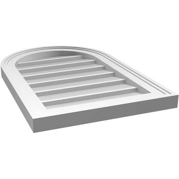 Ekena Millwork Round Top Surface Mount PVC Gable Vent w/ 2"W x 1-1/2"P Brickmould Frame, 16"W x 24"H - GVPRT16X2402SN
