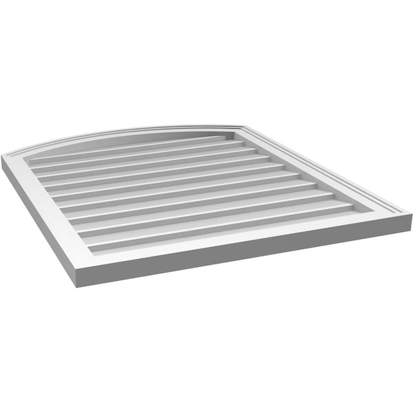 Ekena Millwork Arch Top Surface Mount PVC Gable Vent: Functional, w/ 2"W x 1-1/2"P Brickmould Frame, 28"W x 32"H - GVPAR28X3202SF