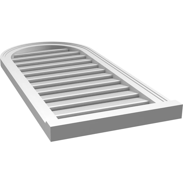 Ekena Millwork Round Top Surface Mount PVC Gable Vent: Functional, w/ 2"W x 2"P Brickmould Sill Frame, 18"W x 38"H - GVPRT18X3803SF