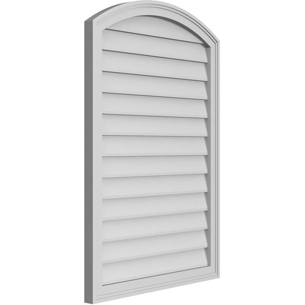 Ekena Millwork Arch Top Surface Mount PVC Gable Vent: Functional, w/ 2"W x 1-1/2"P Brickmould Frame, 28"W x 40"H - GVPAR28X4002SF