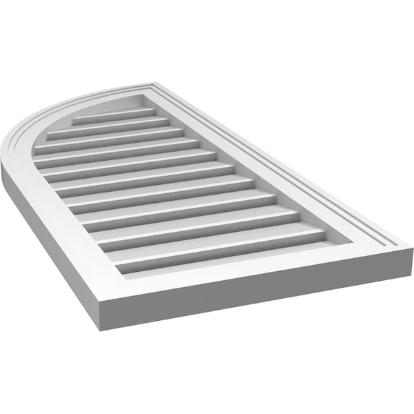 Ekena Millwork Quarter Round Top Left Surface Mount PVC Gable Vent w/ 2"W x 1-1/2"P Brickmould Frame, 16"W x 34"H - GVPQL16X3402SF