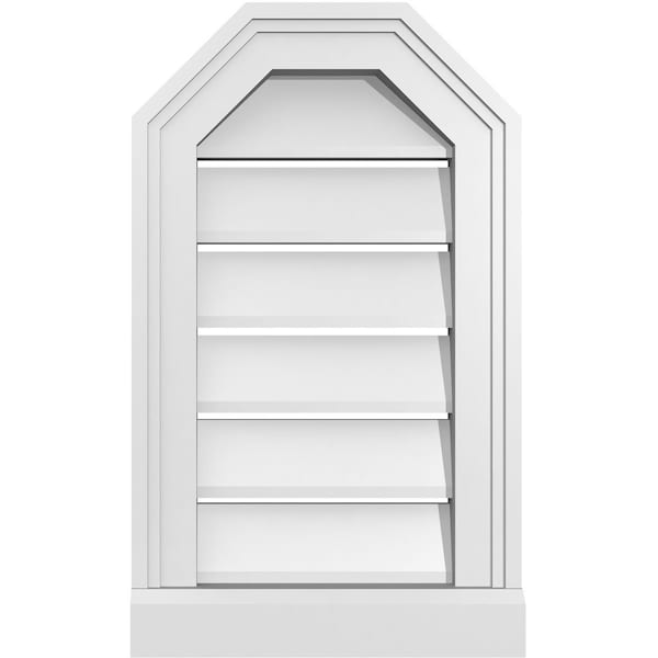Ekena Millwork Octagonal Top Surface Mount PVC Gable Vent w/ 2"W x 2"P Brickmould Sill Frame, 12"W x 20"H - GVPOT12X2003SF